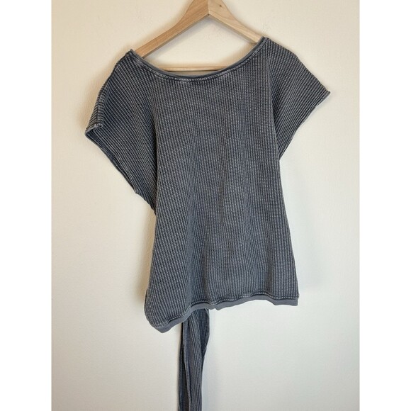 Free People One M Medium Thermal Top Waffle Wrap Tie Cross Cross Gray Beach - Picture 5 of 6